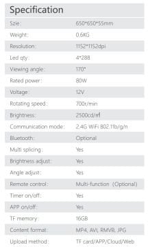 3D Hologram Fan 65 Cm - SD Kartlı App Kontrollü