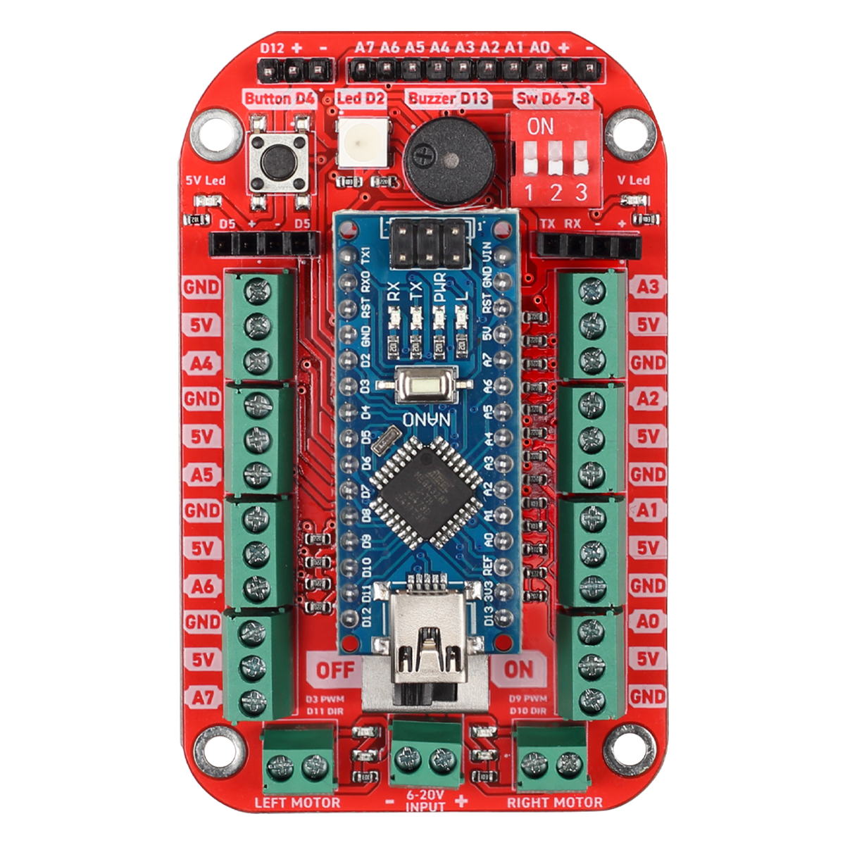 NanoZade V2 Arduino Robot Kartı Arduino Nano Dahil Satın Al | Robotzade.com