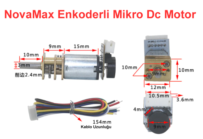 NovaMax Enkoderli 6V 150Rpm Mikro Dc Motor