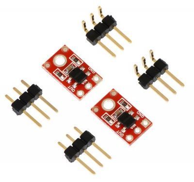İki QTR-1A sensör kartı ile düz ve dik açılı 3 pinli erkek header