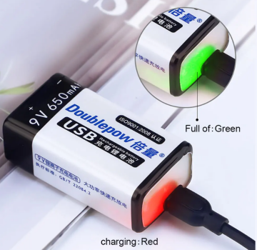 9V 650mAh Usb Şarjlı Li-ion Robot Pili
