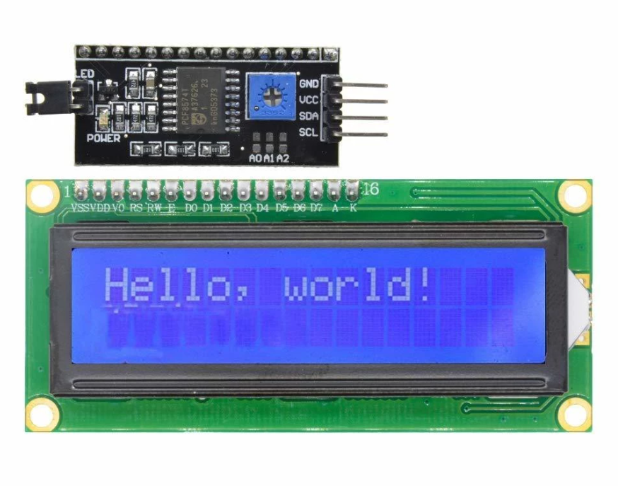 2x16 LCD Ekran - I2C Lehimli Mavi Display