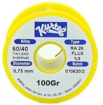 Kurtel Sn60/Pb40 Lehim Teli (100 gr. Makara) 0,75 mm