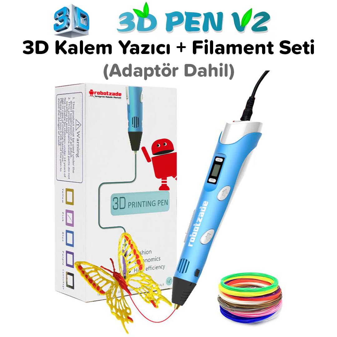 3D Kalem ve Filament Seti 3DPen V2 - Adaptör Dahil
