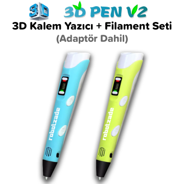 3D Kalem ve Filament Seti 3DPen V2 - Adaptör Dahil
