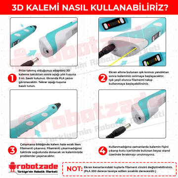 3D Kalem ve Filament Seti 3DPen V2 - Adaptör Dahil