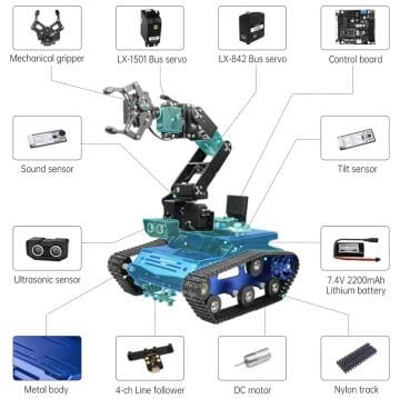 Paletli Tank Robot ve Robot Kol Seti STM32