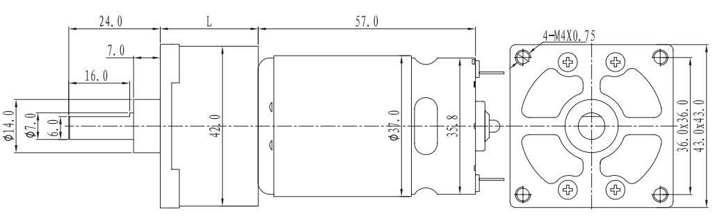 24V 300Rpm 42mm Redüktörlü Kare Flanşlı Uzun Dc Motor