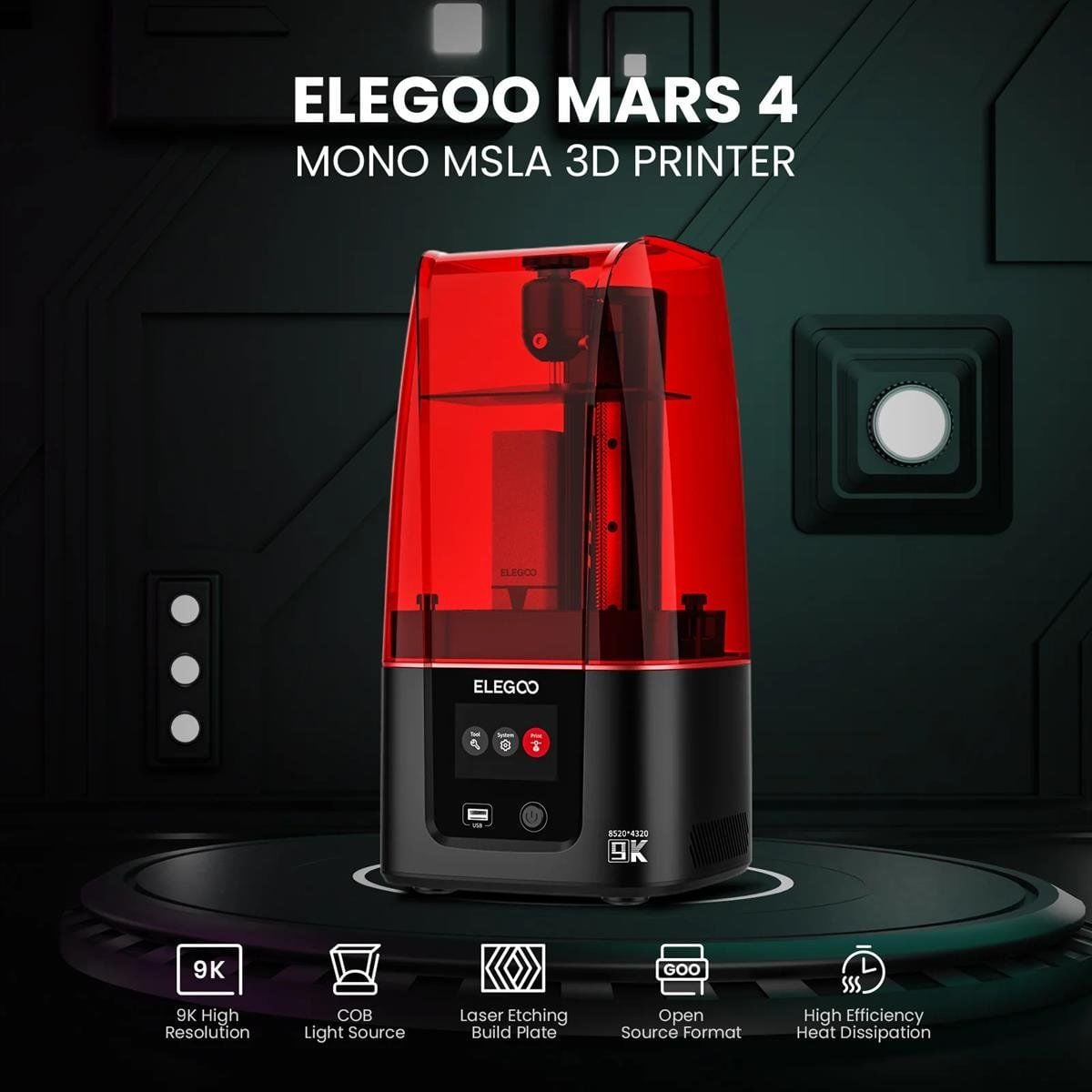 Elegoo Mars 4 9K Reçineli SLA 3D Yazıcı