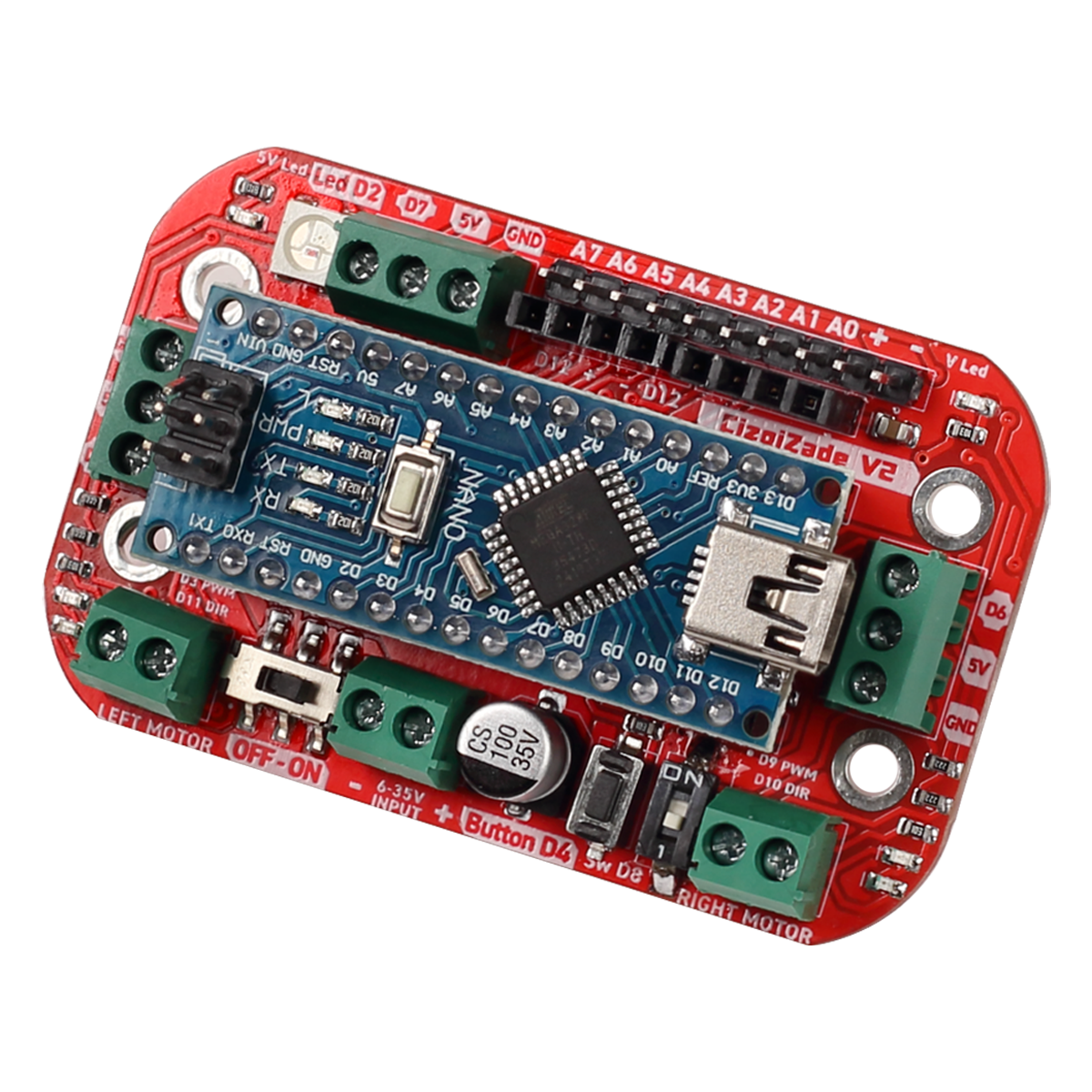 ÇizgiZade V2 Arduino Robot Kartı Arduino Nano Hariç