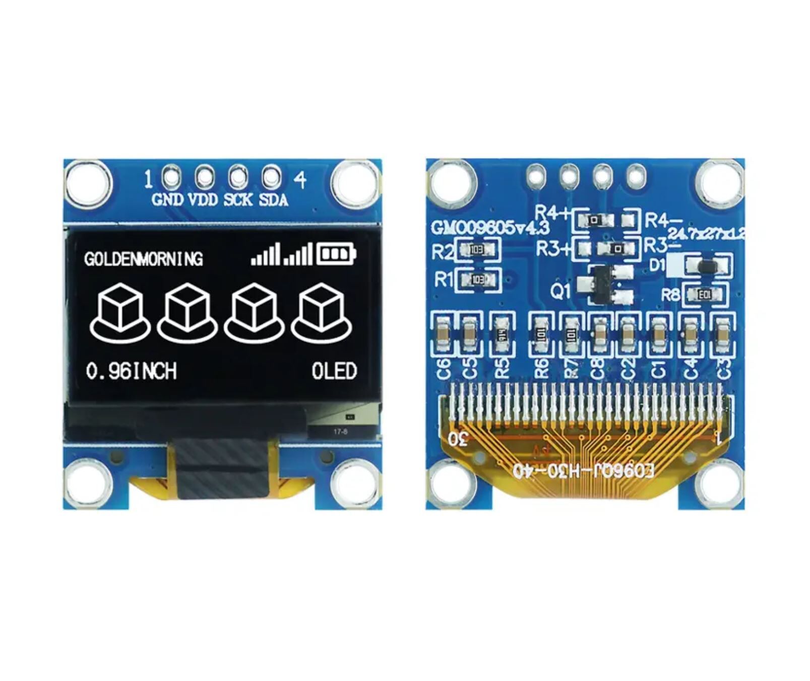 0.96 inç 128X64 I2C OLED Ekran - SSD1306 Beyaz