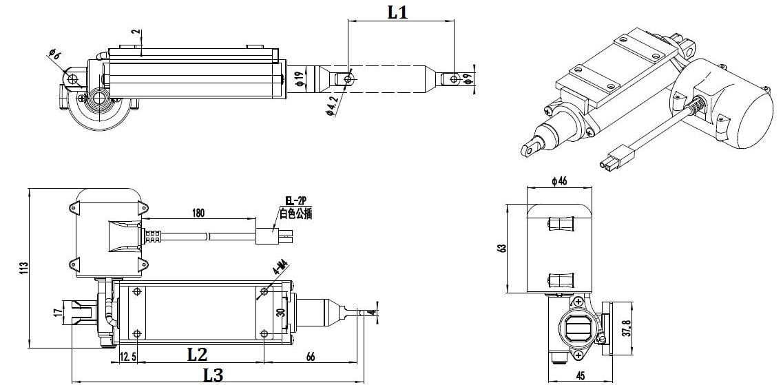 SKG 12V 150mm 10W Lineer Aktüatör Motor