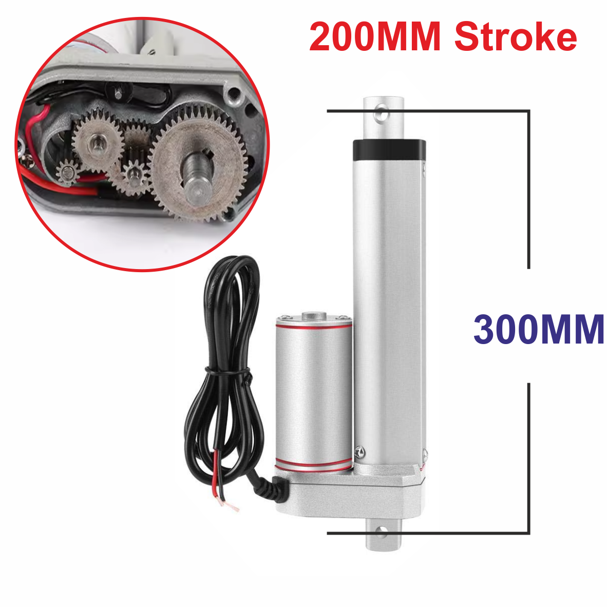 12V DC 200mm Lineer Aktüatör Motor 20mm/s 500N