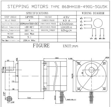 Redüktörlü Step Motor 86BHH118 | 5A 8.5Nm 1:5