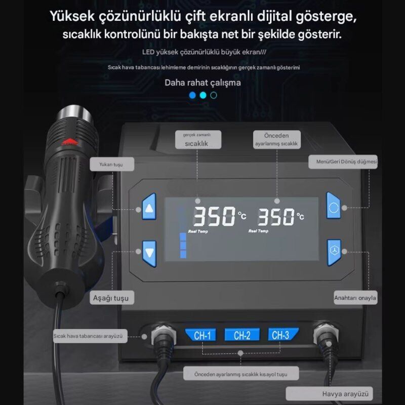 Sunline 866D+ Brushless Sıcak Hava Üflemeli Havya İstasyonu