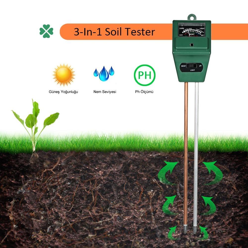 Toprak Nem ve Işık Şiddeti Ölçer - Ph Metre