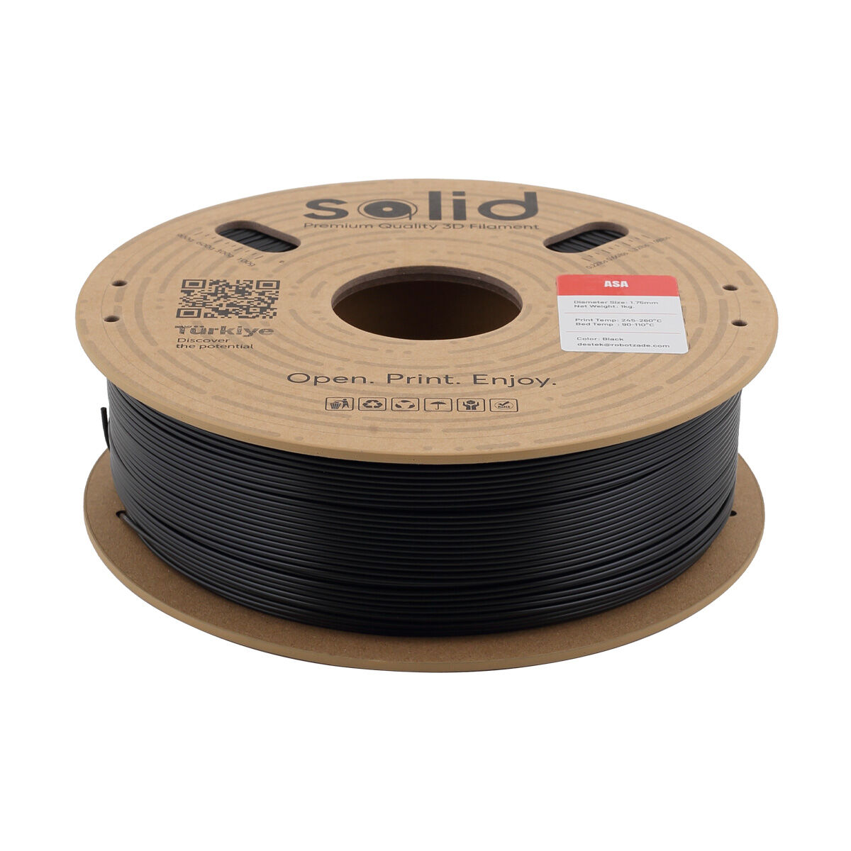 Solid ASA Siyah Filament 1.75mm - 1Kg