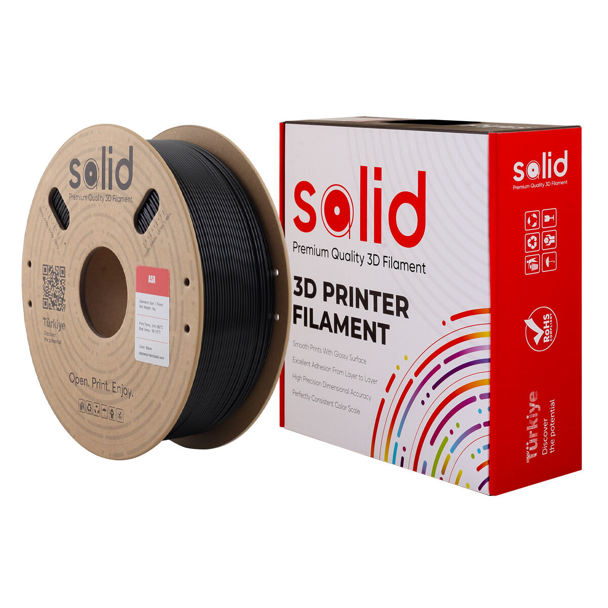 Solid ASA Siyah Filament 1.75mm - 1Kg