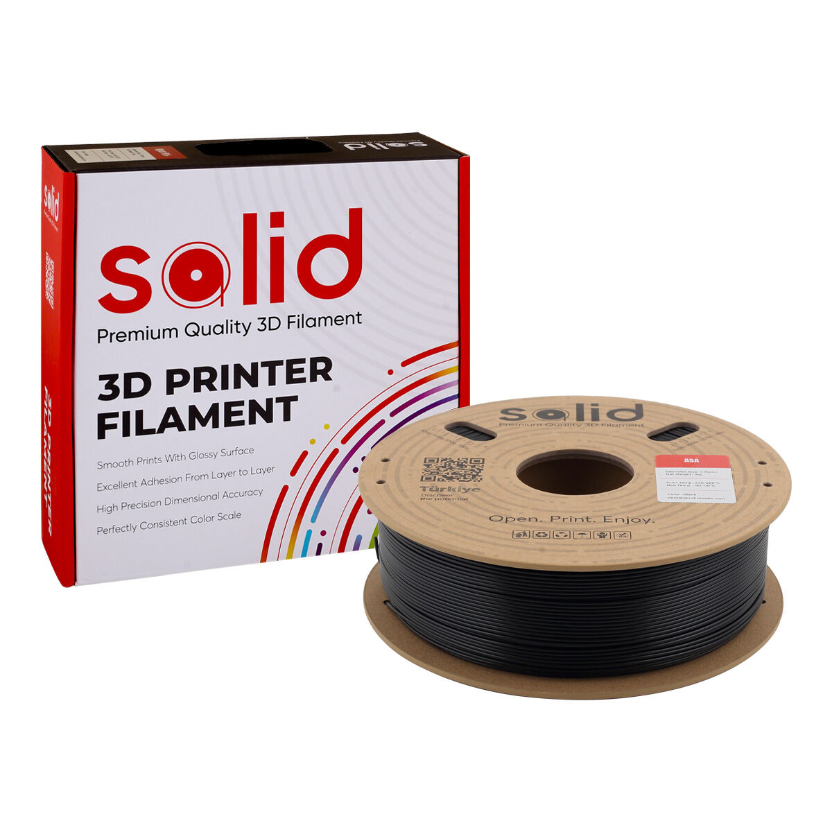 Solid ASA Siyah Filament 1.75mm - 1Kg