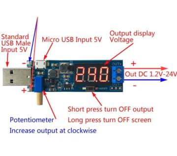 USB Güçlendirici Voltaj Regülatörü (5V to 3.3V-24V)