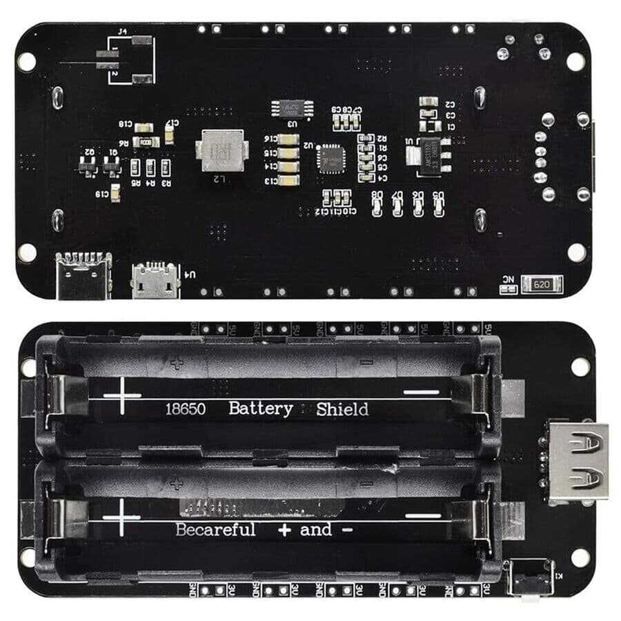 2'li Anahtarlı 18650 Lityum Pil Yuvası ve Şarj Modülü V8 Mikro USB