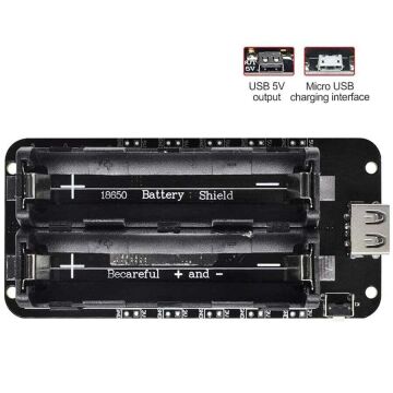 2'li Anahtarlı 18650 Lityum Pil Yuvası ve Şarj Modülü V8 Mikro USB