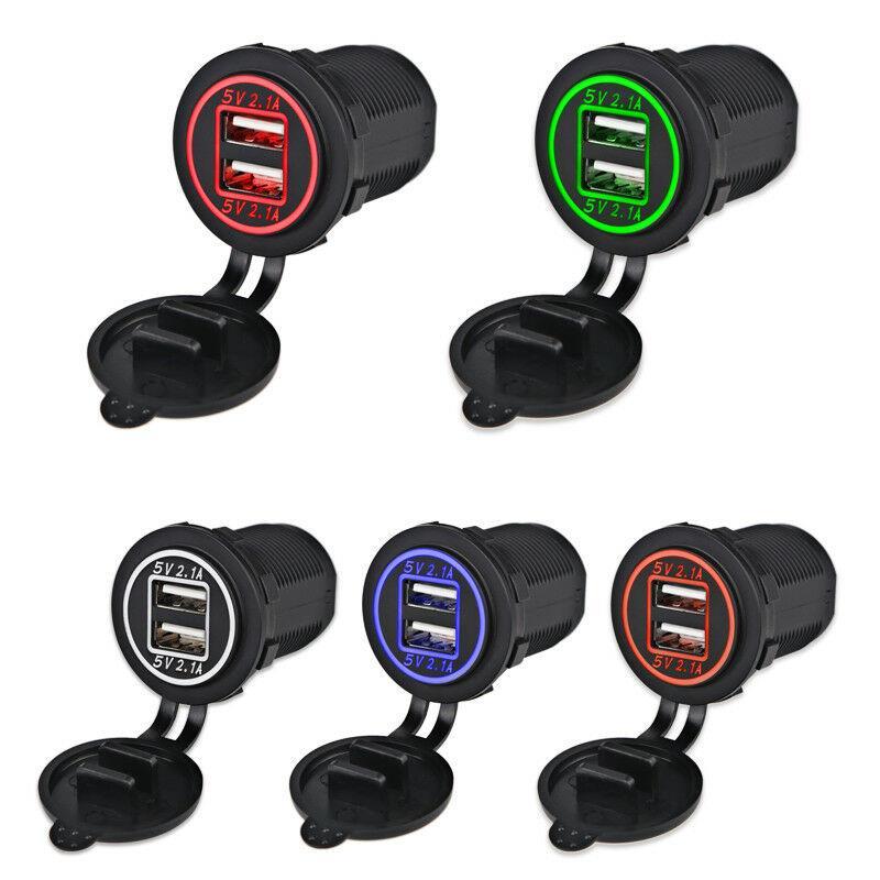 Araç Telefon Şarj Soketi 2'li 5V 2.1A Yeşil