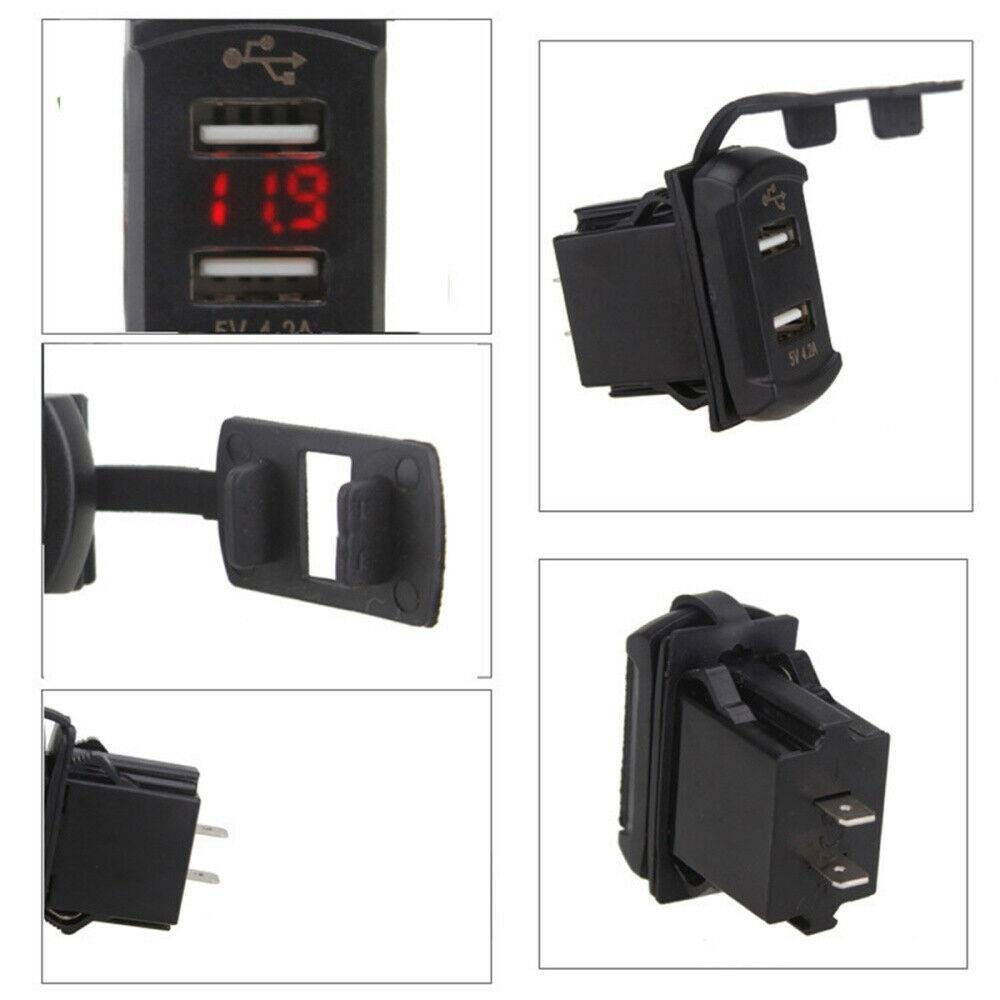 Ekranlı 5V 2.1A Çift Çıkışlı USB Şarj Modülü Kırmızı
