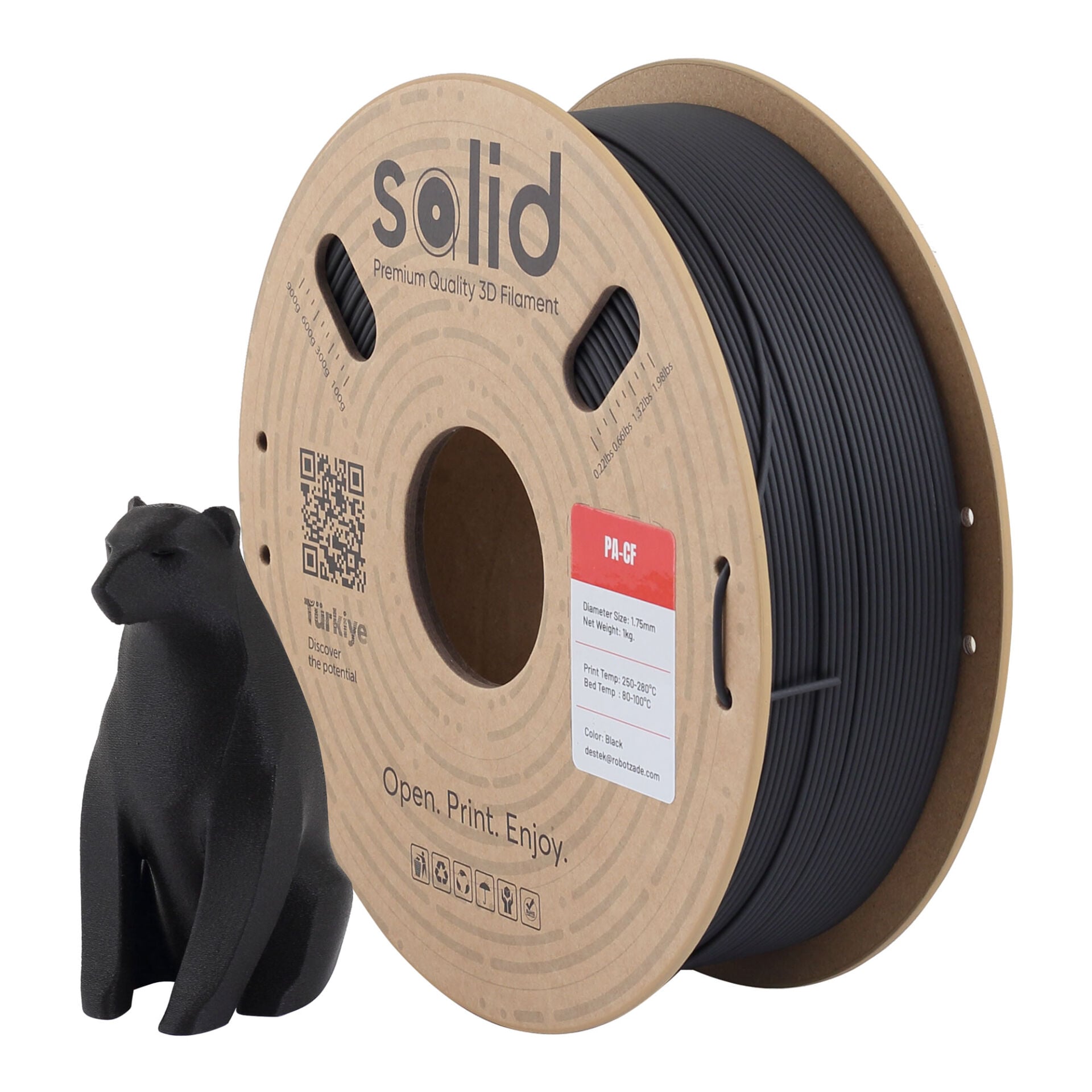 Solid PA-CF (Carbon Fiber) Siyah Filament - 1 Kg