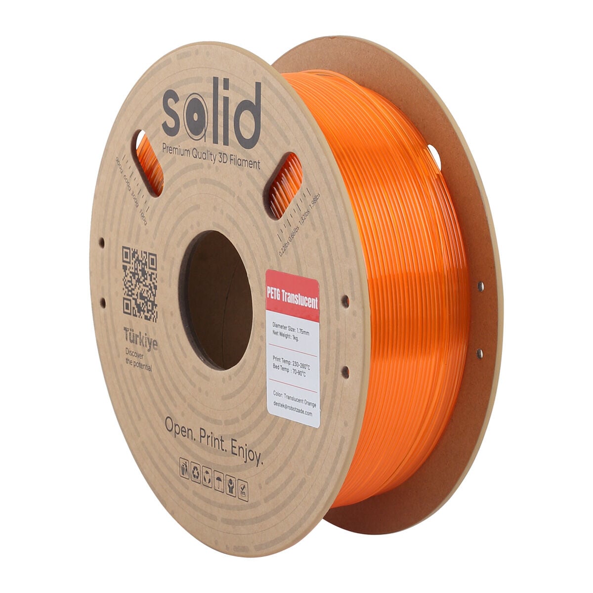 Solid Hyper PETG Transparan Turuncu Filament 1.75mm - 1Kg