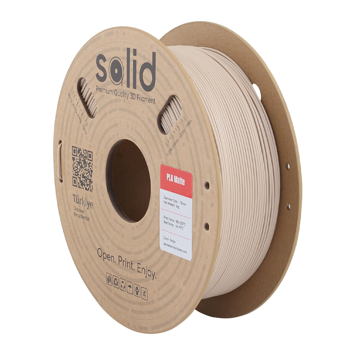Solid PLA Matte Bej Filament 1.75mm - 1Kg
