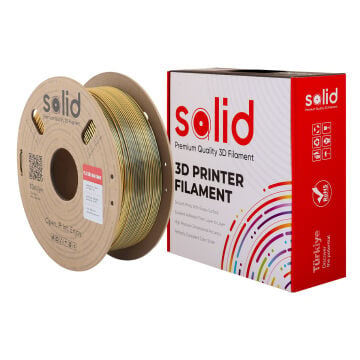 Solid Çift Renkli Silk PLA Filament Siyah/Altın 1.75mm - 1Kg