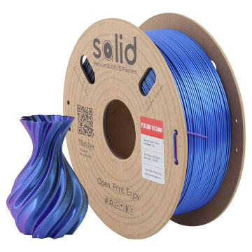 Solid Üç Renkli Silk PLA Filament Siyah/Mavi/Mor- 1.75mm - 1Kg