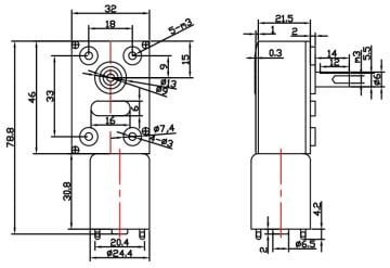 12V L Redüktörlü 90 Rpm DC Motor