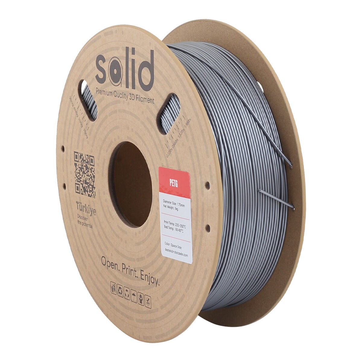 Solid PETG Uzay Gri Filament 1.75mm 1Kg