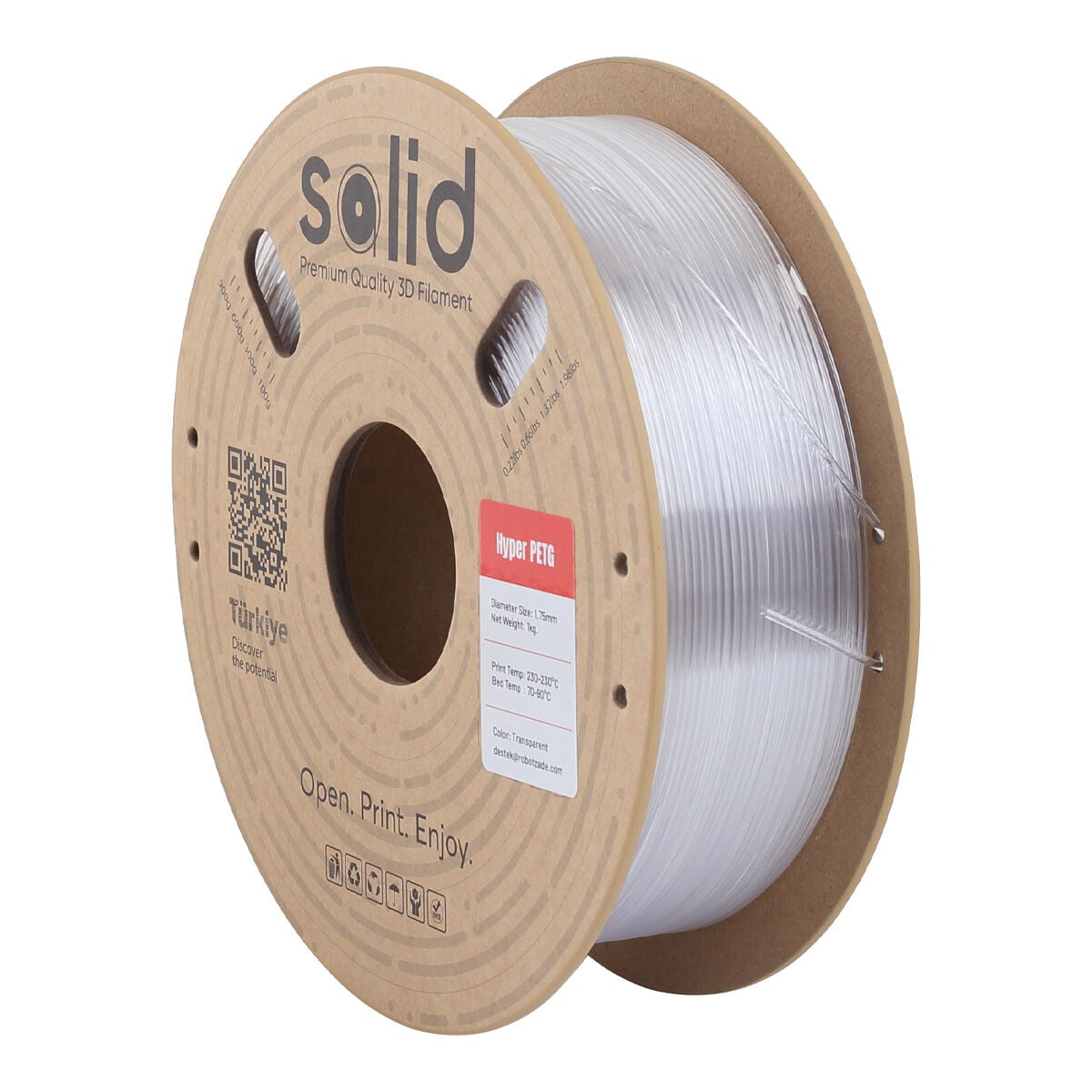 Solid Hyper PETG Şeffaf(Transparan) Filament 1.75mm - 1Kg