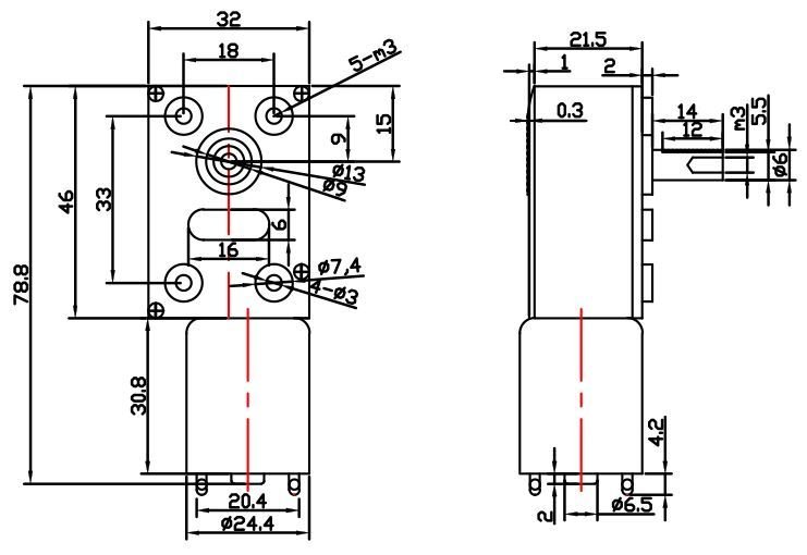 24V L Redüktörlü 100 Rpm DC Motor KWL-FP