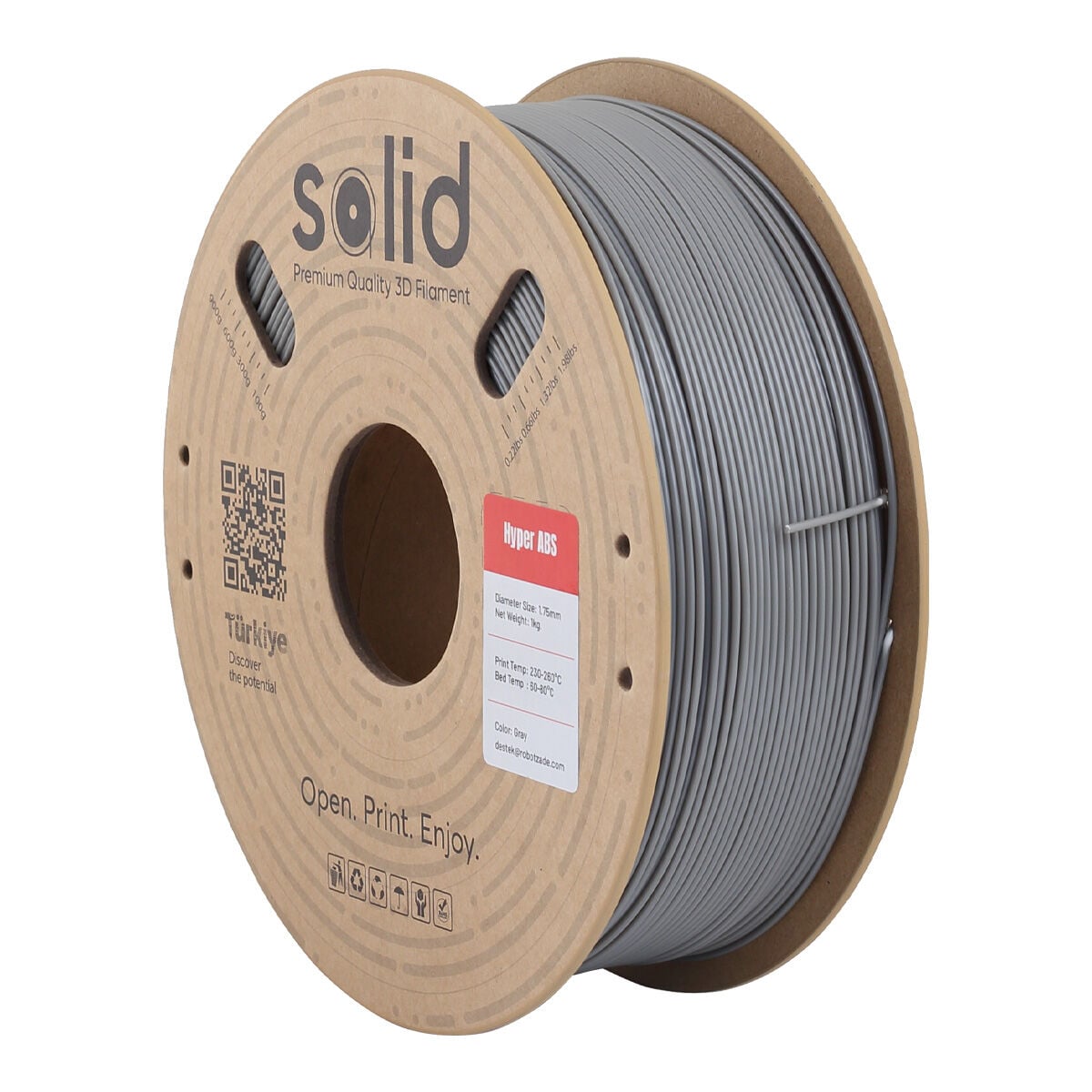Solid Hyper ABS Gri Filament 1.75mm - 1Kg
