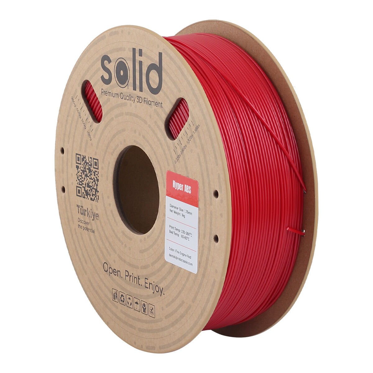 Solid Hyper ABS İtfaiye Kırmızısı Filament 1.75mm - 1Kg