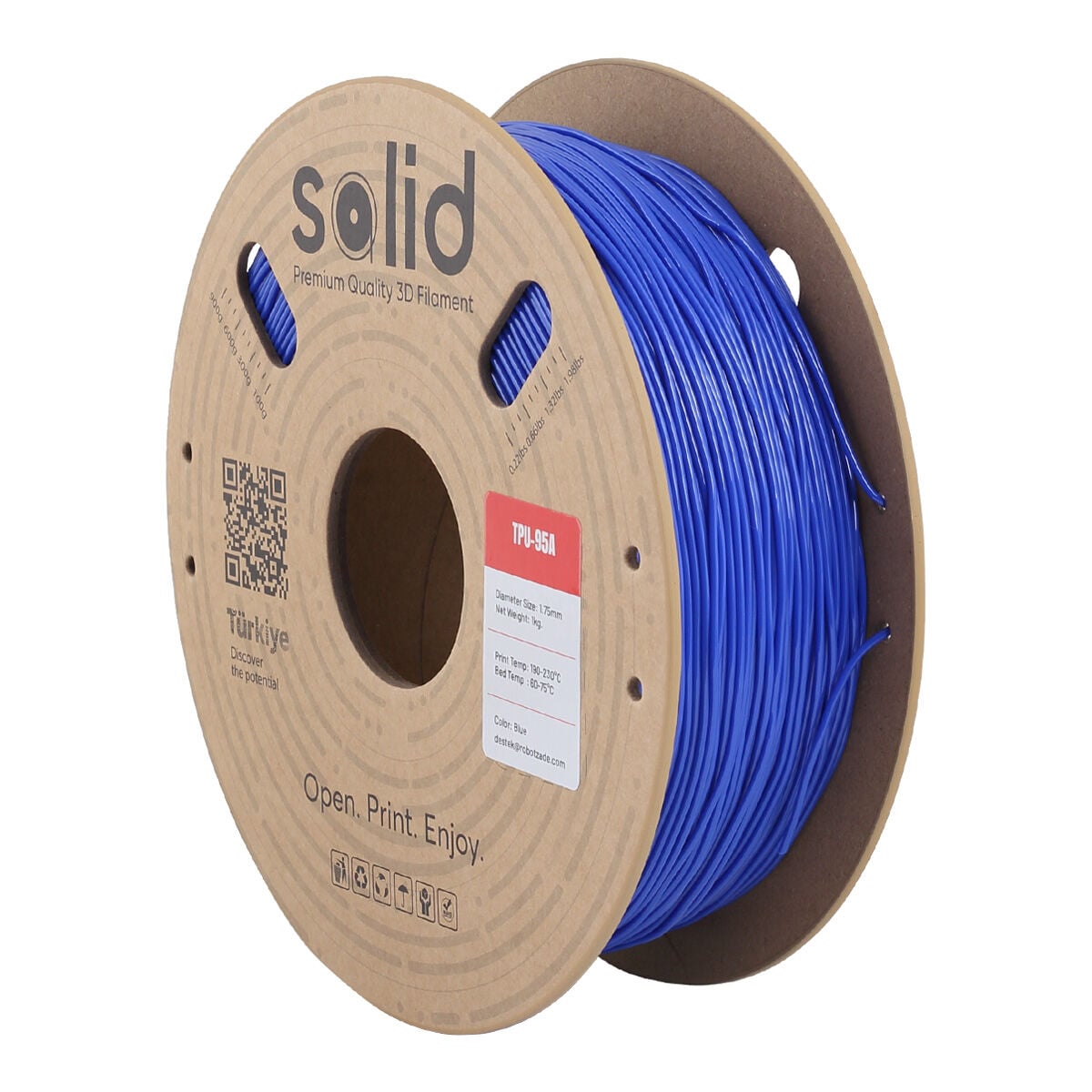 Solid TPU 95A Flex Mavi Filament 1.75mm - 1Kg