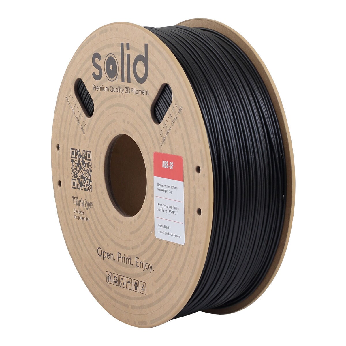 Solid ABS-CF Karbon Fiber Filament Siyah 1.75mm 1Kg
