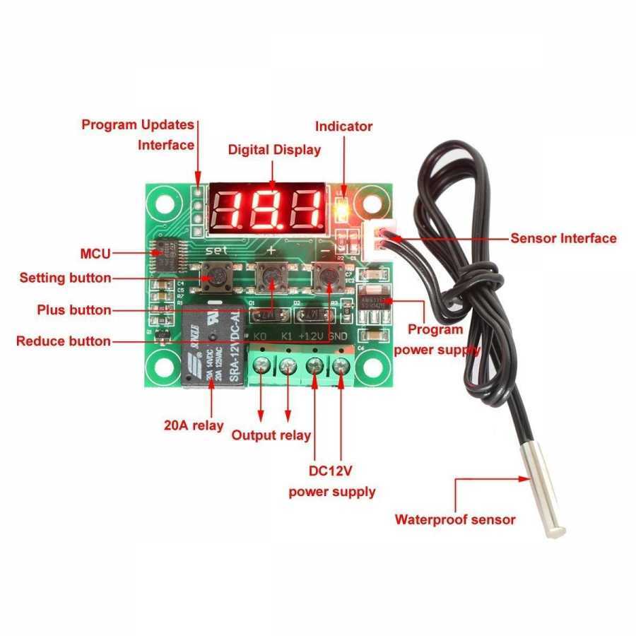 W1209 Röle Çıkışlı Dijital Termostat - Sıcaklık Kontrol Kartı