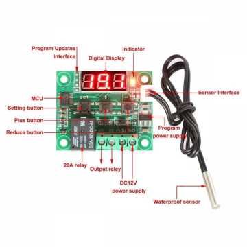 W1209 Röle Çıkışlı Dijital Termostat - Sıcaklık Kontrol Kartı
