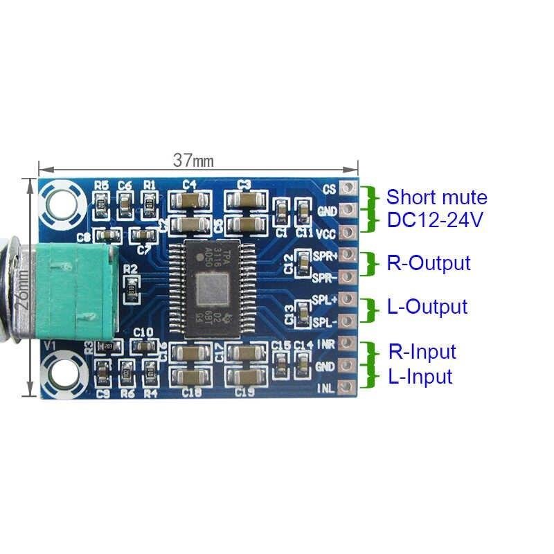 TPA3116D2 2*50W Stereo Dijital Mini Amplifikatör 12-24V DC