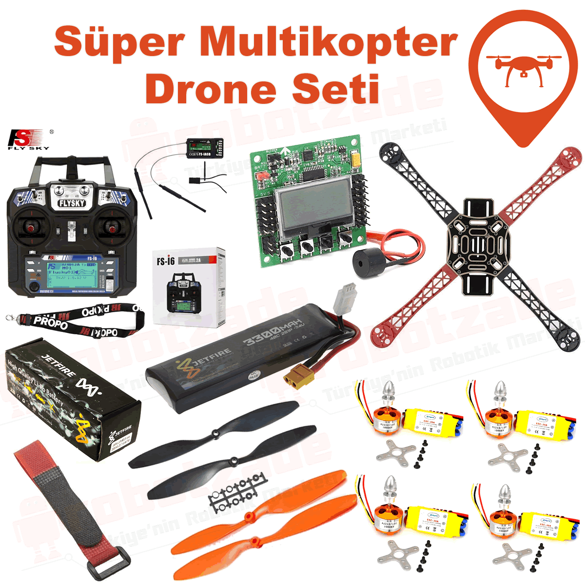 Süper Multikopter Drone Seti - Kendin Yap Drone Kiti Montajı Yapılmış