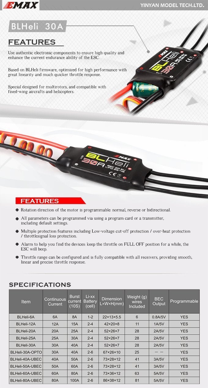 Emax BLHeli Series 30A ESC 2s - 4s Sürücü one shot
